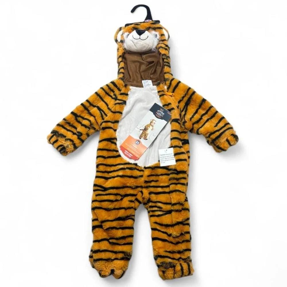 NWT Tiger Plush Bodysuit Costume Cosplay Safari Halloween Kids 0-6M Hyde & Eek